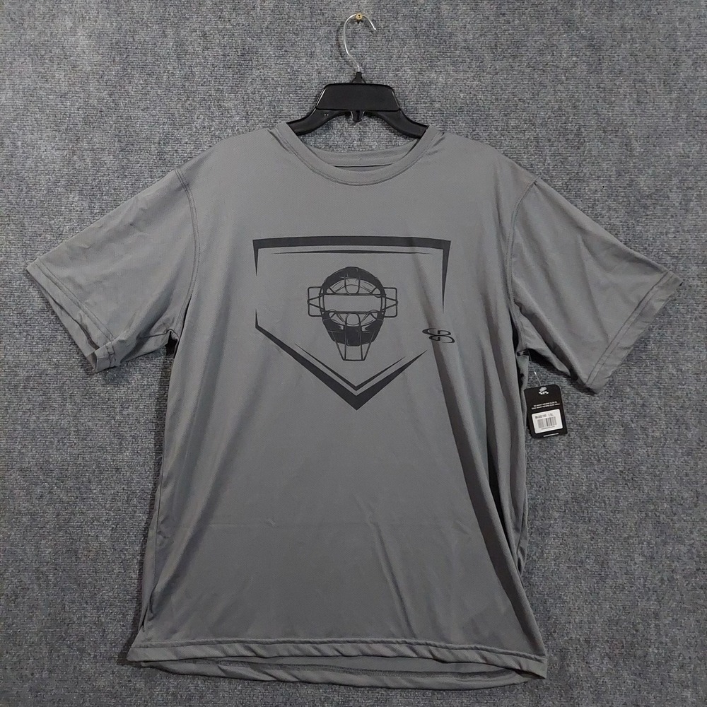 Boombah Shirt Mens Large Gray Catcher Mask Baseball Performance Graphic Tee NWT